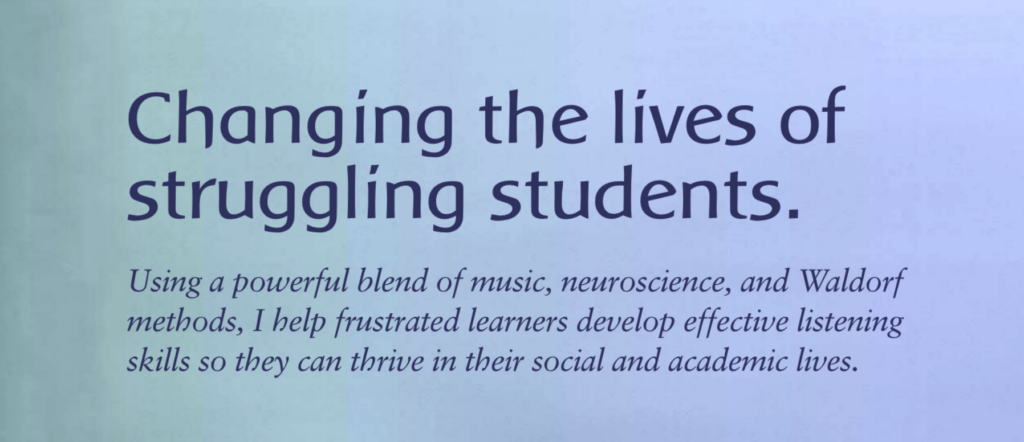 Text and a blue-green gradient background: Changing the Lives of Struggling students.